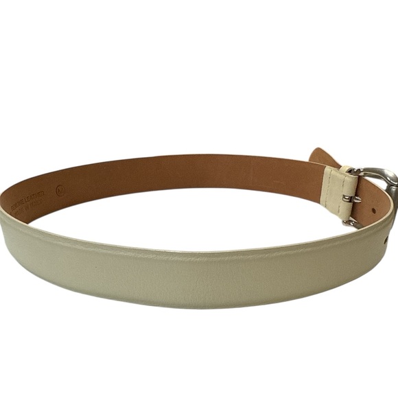 Vintage Albatros Cream Genuine Leather Belt Made in Italy Sz M EUROMETAL Buckle - Picture 6 of 9
